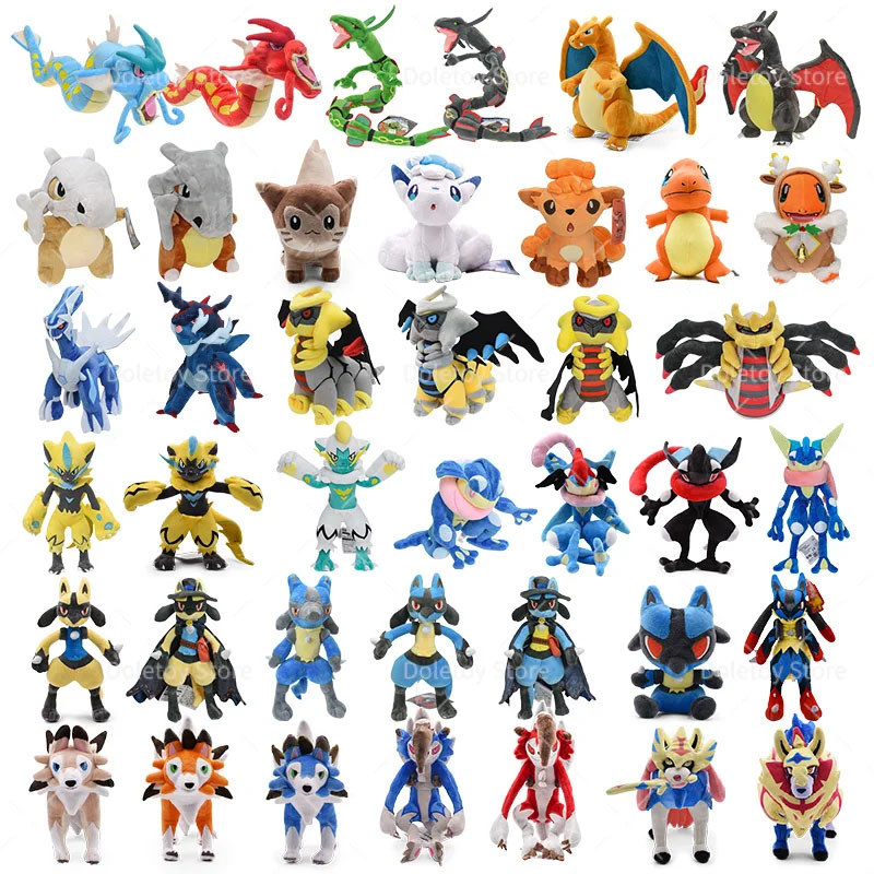 70 Styles Anime Pokemon Mega Lucario Plush Toy Shiny Charizard Mewtwo Gloom Shiny Beedrill Stuffed