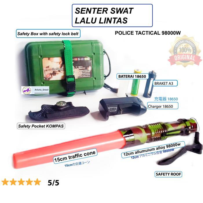 Promo Senter Swat Police 98000W Senter Lalu Lintas Diskon  Lampu Baterai Original