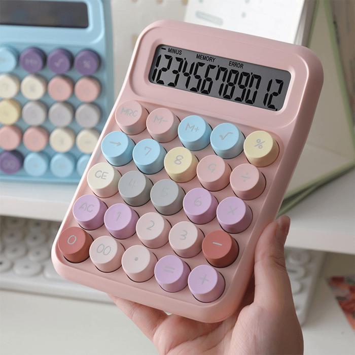 AKUSA Calculator Kalkulator Aesthetic 12 Digits Warna Lucu Kalkulator Kantor Sekolah Calculator