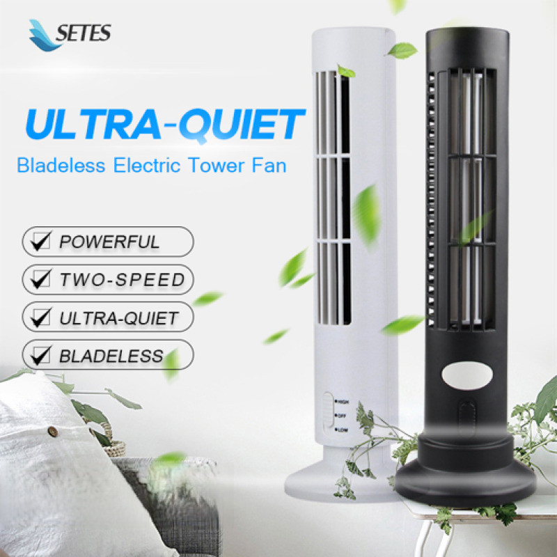 Household mini Bladeless Tower Fan Portable USB Vertical Electric Fan