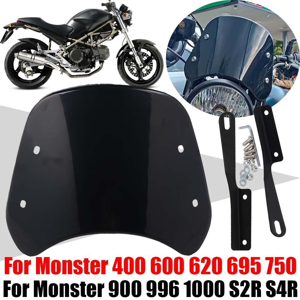 FOR DUCATI MONSTER 400 600 620 695 750 900 996 1000 S2R S4R ACCESSORIES RETRO WINDSCREEN WINDSHIELD