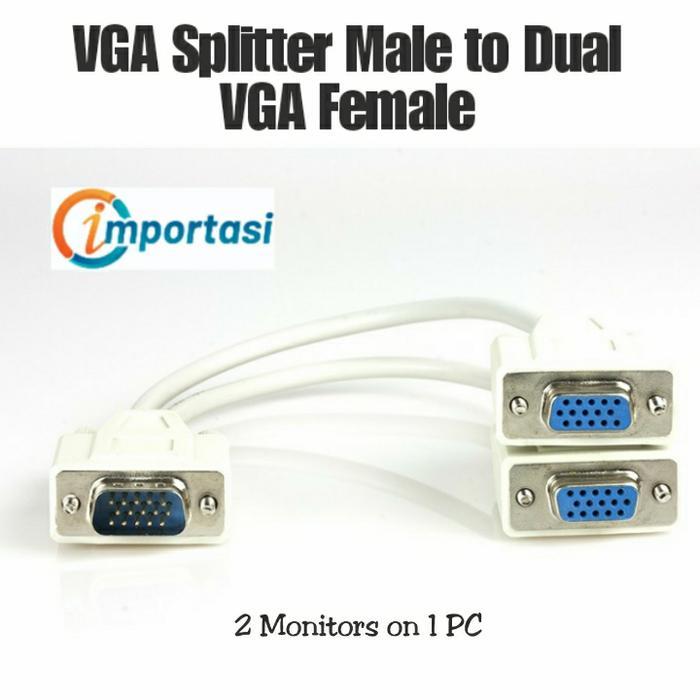 Adapter VGA Splitter Male to Dual VGA Female Dual Monitor 15 Pin