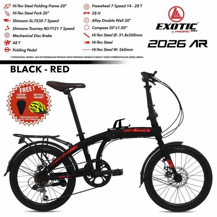 Sepeda 20 Lipat 2026 AR Exotic / Sepeda Lipat - Black Red, 16