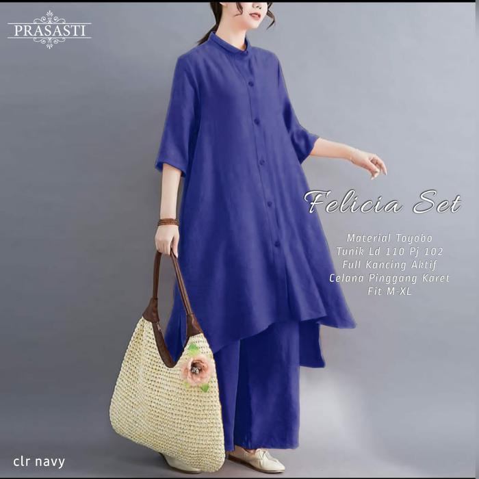 DISKON baju setelan celana wanita tunik toyobo FELICIA SET READY STOCK