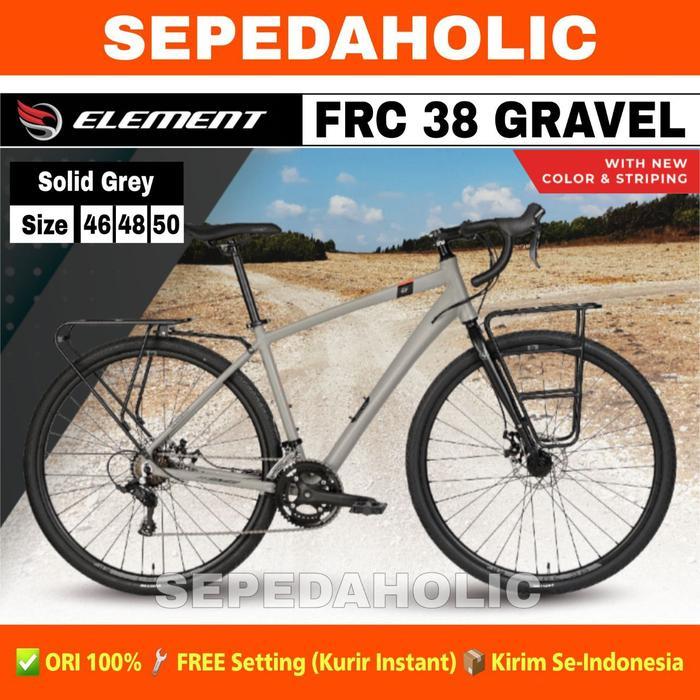 Sepeda Gravel ELEMENT FRC 38 NEW 2025 Alloy 16 Speed - Solid Grey, Size 50