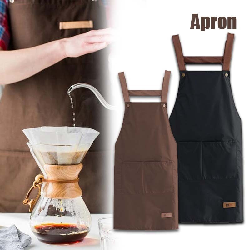 Celemek Polos Celemek Waterproof Barista Seragam Kerja Celemek Kain Gaya Sederhana