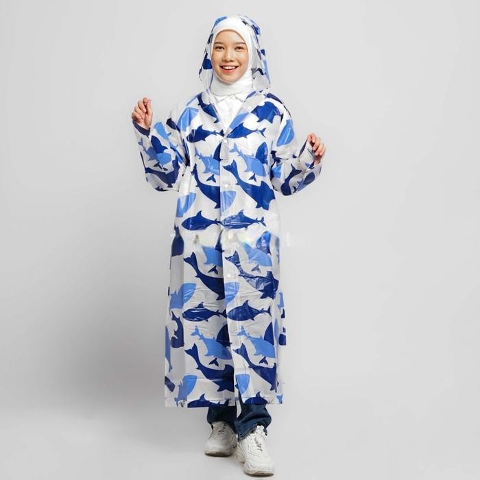 Jas Hujan Eva Terusan Dewasa TC86 Travel Raincoat Dress Korea Lemon