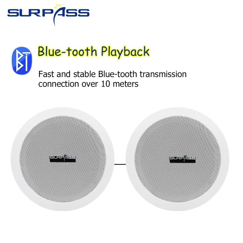 Home Ceiling Bluetooth Speaker Built-in 2x30W Class D Power Amplifier 6.5inch 2 Way Ceiling Speakers