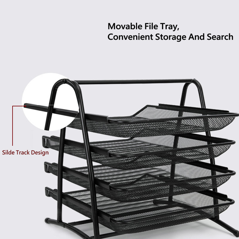 Office Desk Organizer Mesh Tray Stackable A4 Paper Organizer Document Tray Desktop File Organizer Pa