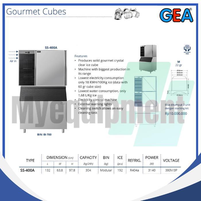 ICE MAKER GOURMET CUBES MESIN ES KRISTAL GEA MESIN SS-400A BIN IB-700