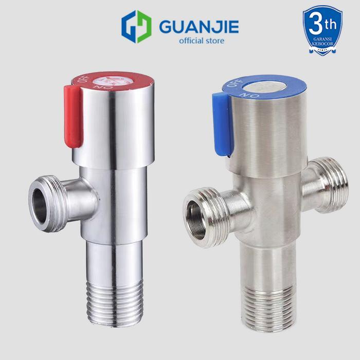 Toto Indo - Stop Kran Cabang Tee Kran Shower T Toilet Closet Jet Sambungan Cabang 2 Lubang Stainles