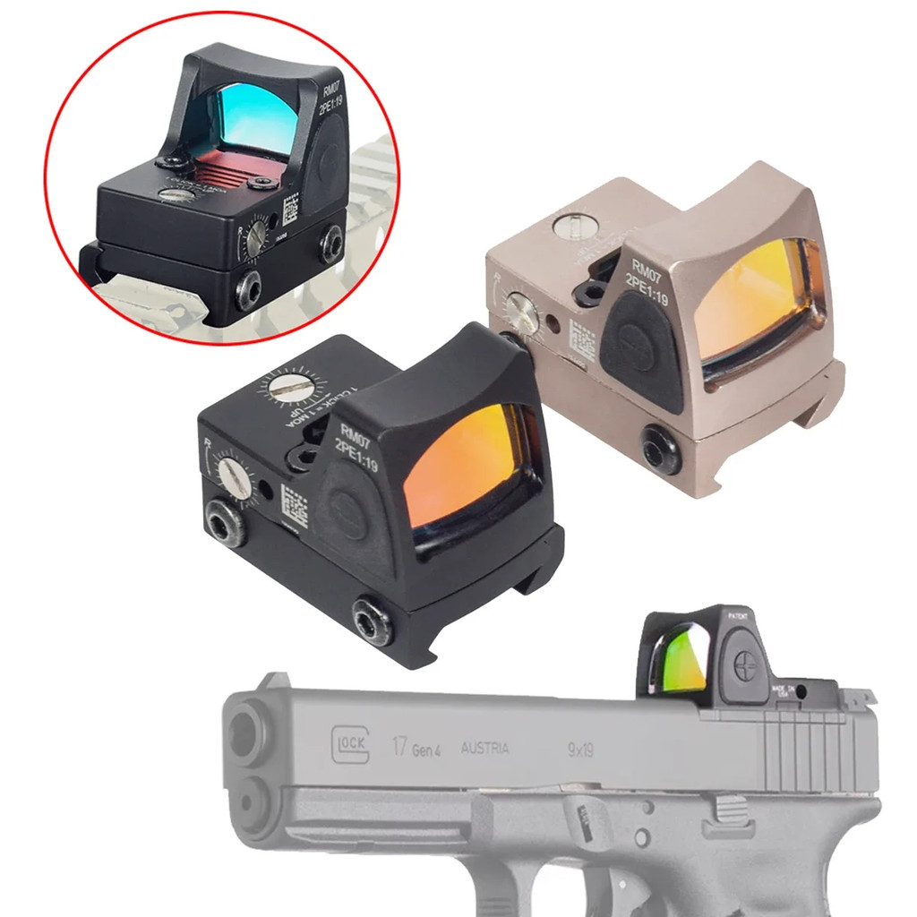 Tactical Mini RM Red Dot Sight Scope With Glock Rear Sight Mount Base Airsoft Weapon Riflescope Fit