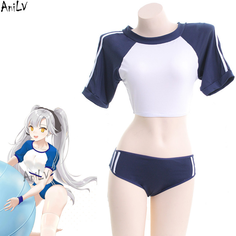 Anilv Japanese Anime Girl Student Gymnastics Gym Outfit Cheerleader Uniform Costume School Girl