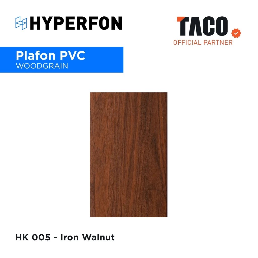 Hyperfon Plafon PVC Serat Kayu Doff Tebal 8mm Panjang 6 Meter - HK 005 Iron Walnut