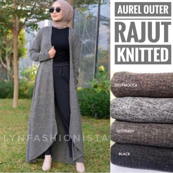 Cardigan Panjang Wanita Fashion Muslimah Kardigan Rajut/Aurel