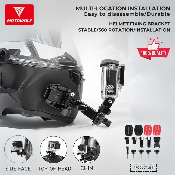 p8gk- Motowolf Mounting Gopro Helm Motovlog Breket Holder Action Kamera Helm