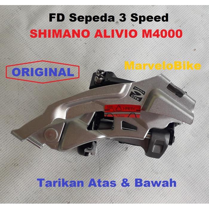 READY Terlaris FD Front Derailleur Sepeda 3 Speed Tarikan Atas Bawah SHIMANO ALIVIO M4000 Promo