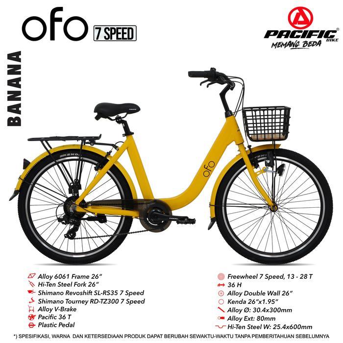 SEPEDA DEWASA KERANJANG MINI 26 PACIFIC OFO ALLOY TERBARU - BANANA