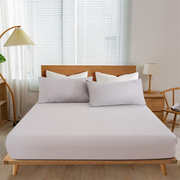 Informa Seprai Katun Fitted - Abu-Abu Warm Sprei Seprai Aesthetic Seprei Sheet Set Bed Sheet