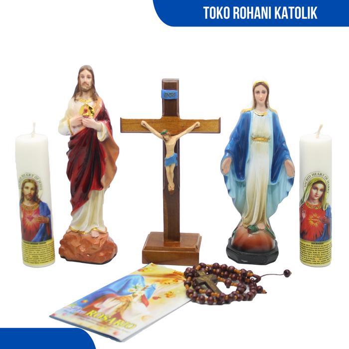 Set Doa Katolik Lengkap / Salib Duduk Katolik / Patung Bunda Maria Yesus / Kalung Rosario / Salib