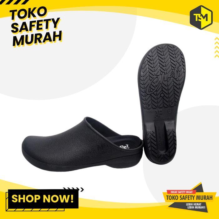 Sandal Slop Ap Chef Hitam Sandal Karet Casual Unisex, Anti Slip & Ringan