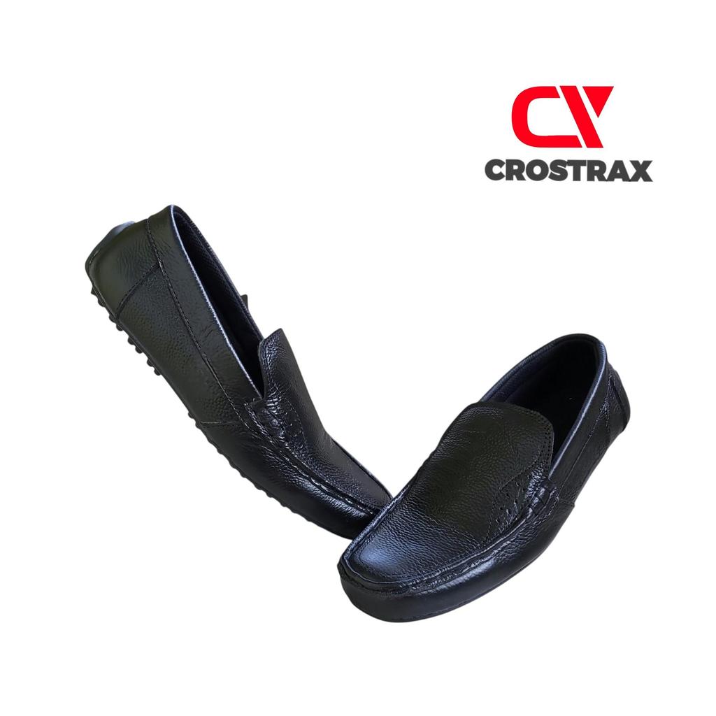 Crostrax Sepatu Formal Pria Kickers Rajut Sneakers Casual Slip on Kulit Asli Santai Pansus Pantofel 