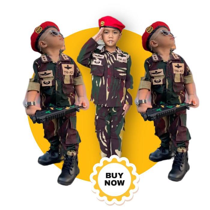 Kostum Anak Imut Baju Kostum Komando Baju Karnaval Anak Loreng Komando Bonus Mainan Fashion Seragam