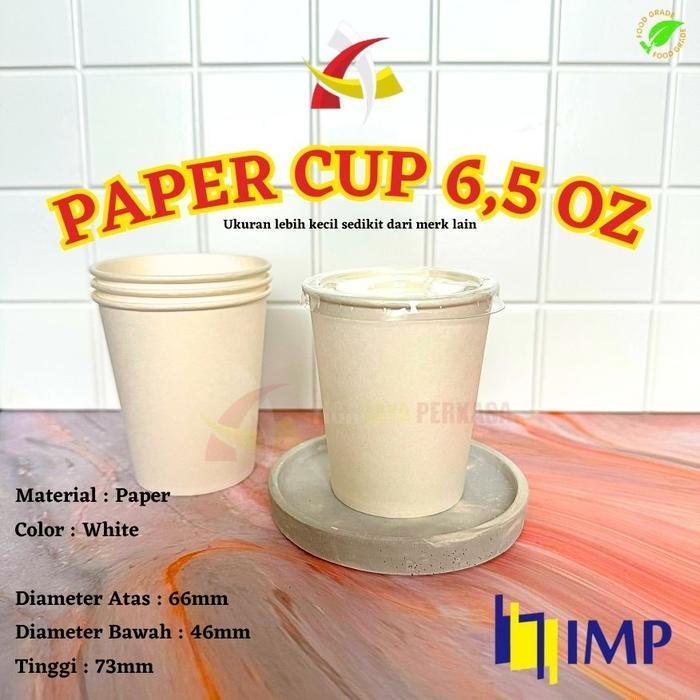 Paper Cup 6,5oz Putih IMP / Gelas Kertas 6.5oz Murah PolosTester Jagung Jasuke @50pcs