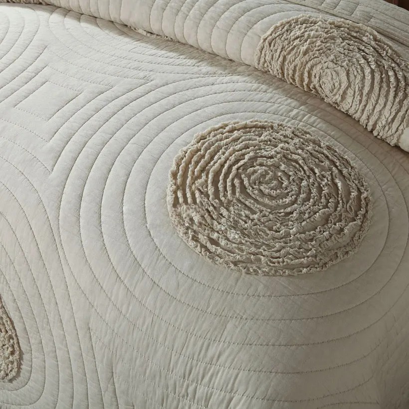 AI WINSURE-Plain Handmade Quilted Bedspread Patchwork, Cotton Bed Cover, Reversible Summer Quilt