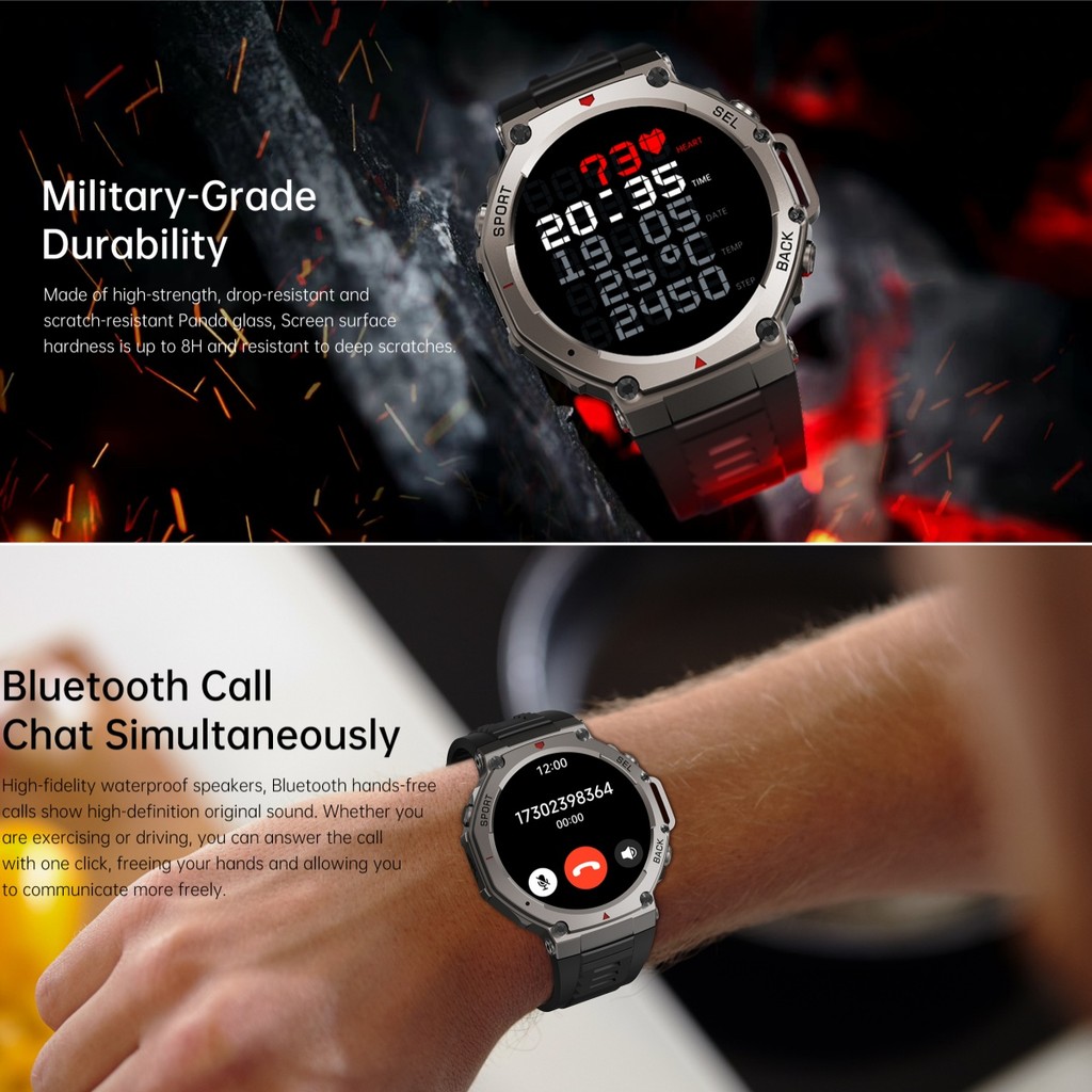 Tactical GPS Smart Watch 2025 VWAR T-Rex3 Compass Altimeter Military Smartwatch Men 50m Waterproof