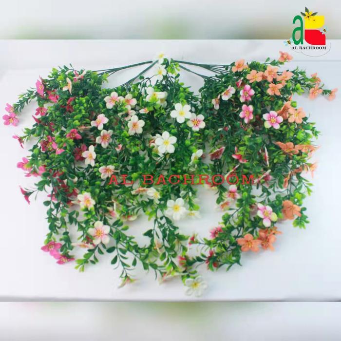 SALE BUNGA PLASTIK GANTUNG DAUN KEMUNING B8280 BUNGA SAKURA ARTIFICIAL POT READY