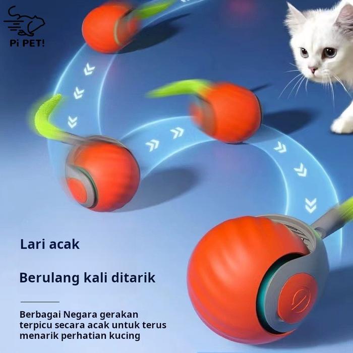 [COD]Mainan Kucing Interaktif Bola Berputar Otomatis Listrik dengan Ekor Tikus PalsuInteractive