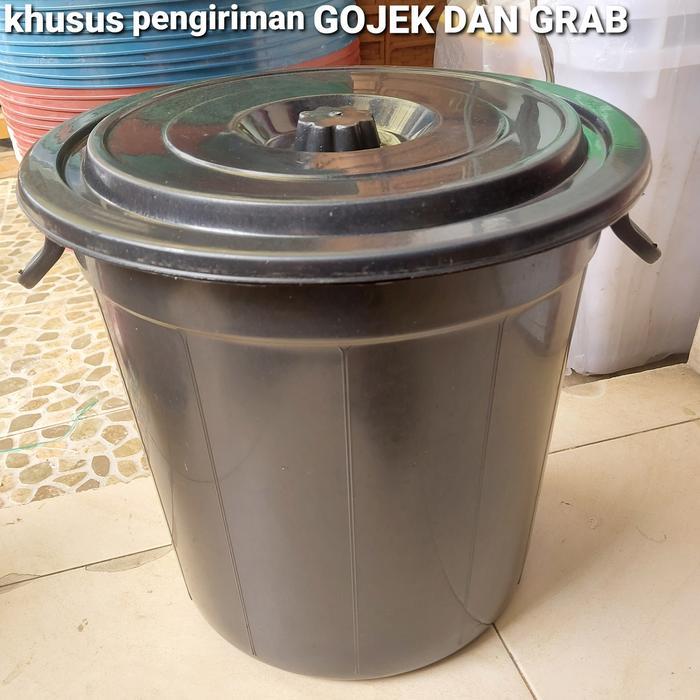 EMBER TUTUP HITAM 3OLITER/TONG HITAM 30 LITER/BAHAN PLASTIK TEBAL
