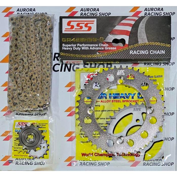 Gear Set Sss 428 Klx 150 & Rantai Sss 428 Hsbt 140 L