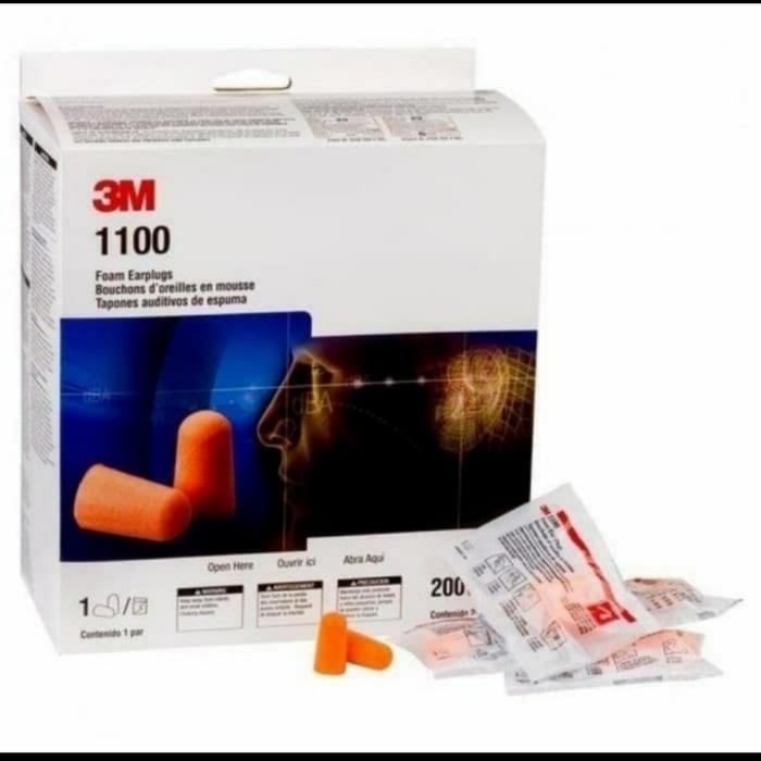 Ear plug 3M 1100 penutup telinga dari debu/bising 1box isi 200pcs Sale 15%