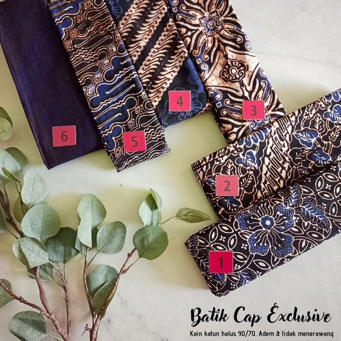 KAIN BATIK CAP HANDMADE SOGAN BATANGAN COLET BIRU - BIRU HITAM