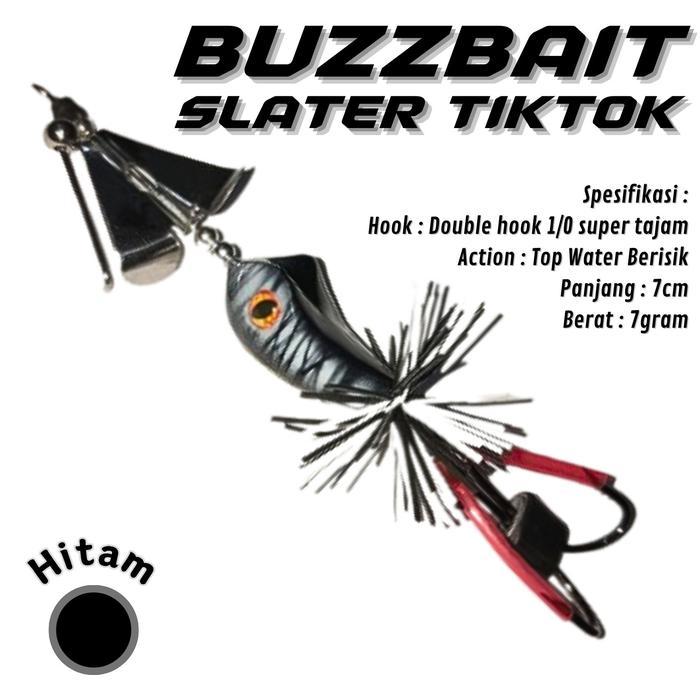Lure Casting BUZZBAIT Mini Slater Tiktok Double Hook Super Berisik Umpan Pancing ikanpredator