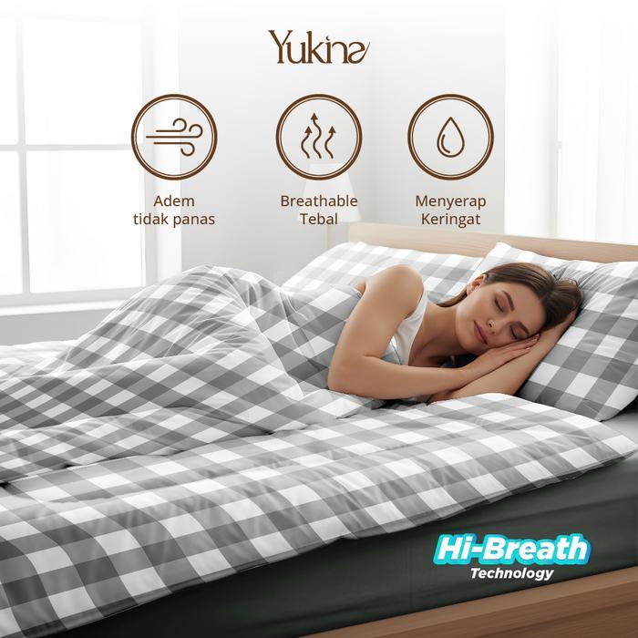 Bedcover Set Sprei Gingham Grey Mix Dark Grey Ukuran Lengkap 180x200 160x200 120x200 - Yukina