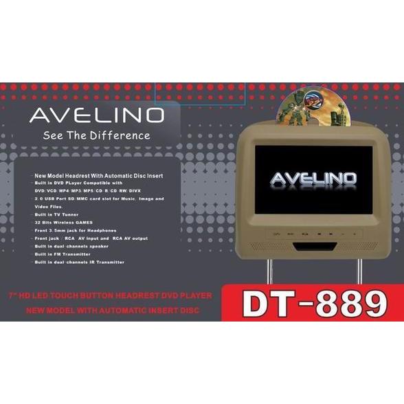Tv Mobil/Dvd Headrest/Tv Sandaran Kepala Merk Avelino 2 Dvd/2 Tv/2