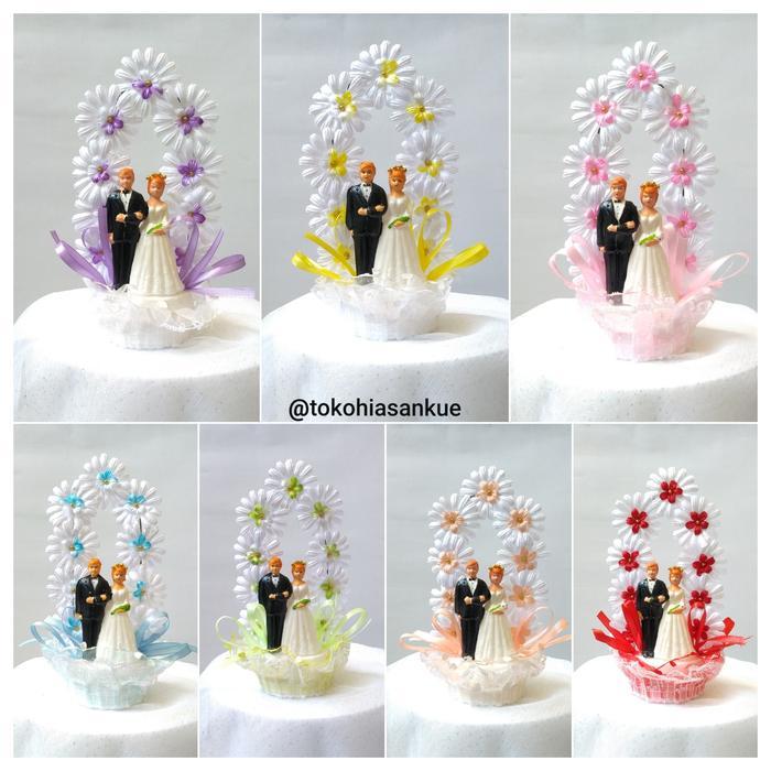 3D Hiasan Kue Background Cake Topper Pengantin Wedding Bunga