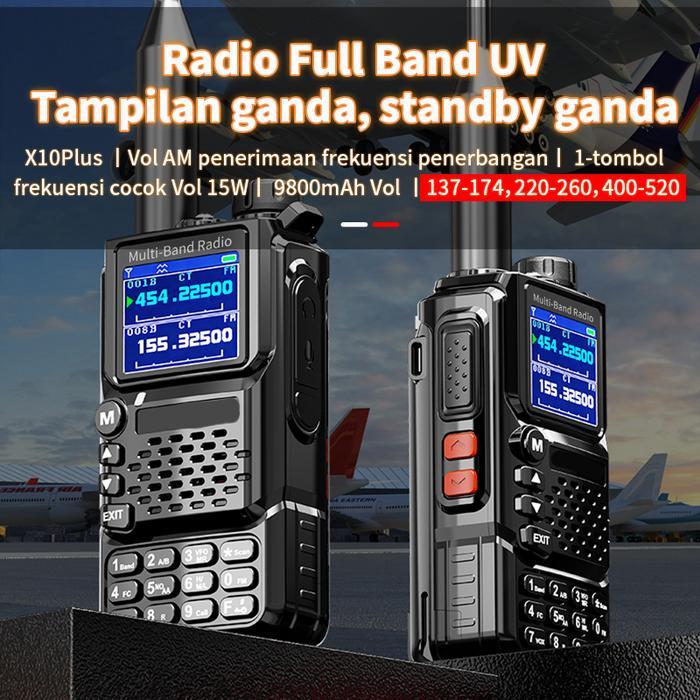 Diskon Ht Walkie Talkie X10Plus Hitam Handy Talky Jangkauan 20Km Jarak Jauh Type-C Baterai 9800Mah