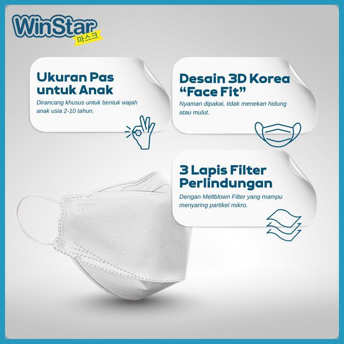 READY WinStar MASKER ANAK KOREA KF94 - Masker Kesehatan 3 PLY 25 PCS - SERTIFIKAT KEMENKES RI
