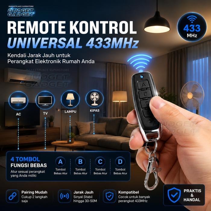 Remot Kunci Mobil Universal Learning Programmable Frekuensi 433.92Mhz / 433 Mhz Remote Cadangan Car