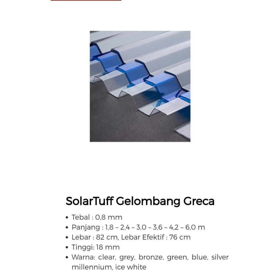 Atap Plastik Solartuff /Polycarbonate Gelombang Greca