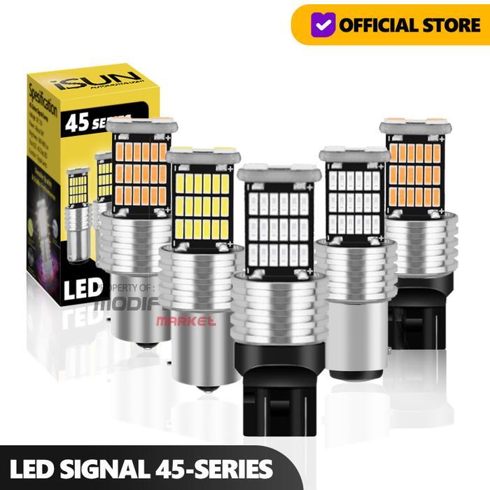 " Lampu LED Signal Sein Mundur Rem 45 Titik SMD 1157 1156 BAU15S T20 12V