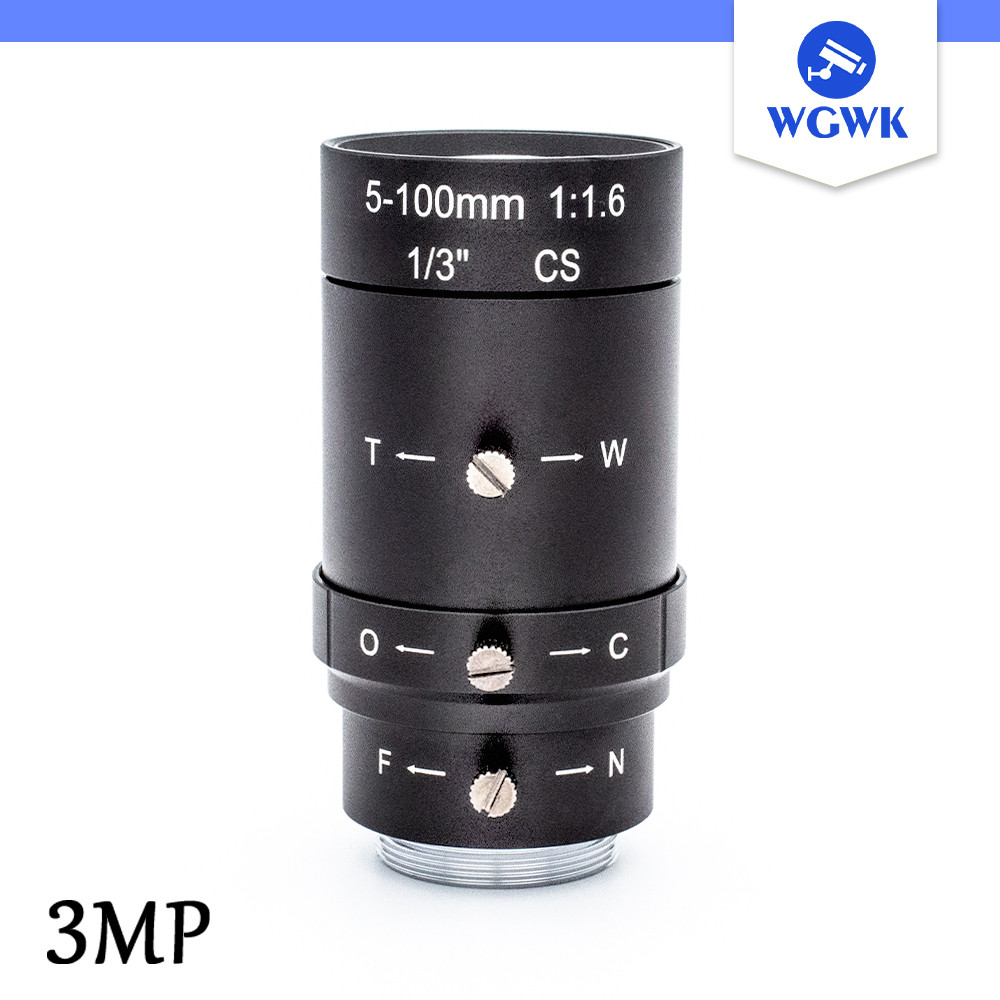 WGWK-C35-100A CCTV 5-100mm Camera Lens CS Mount 3MP Manual Zoom For Industrial Machine Vision IP