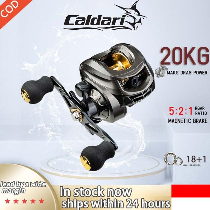 Caldari Spot Indonesia Fishing Reel Casting Bc 7.2:1 High Speed 13BB 10KG Max Drag Grey Golden