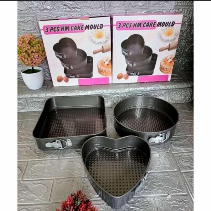 HM Cake Mould Cetakan Kue Loyang Bongkat Pasang Set Isi 3 Pcs