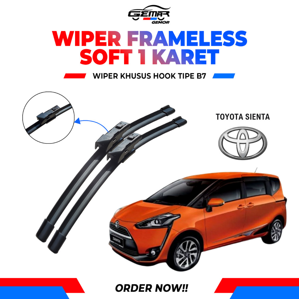 Wiper Blade Toyota Sienta Frameless Pembersih Kaca Depan Mobil 1 Set Kiri dan Kanan