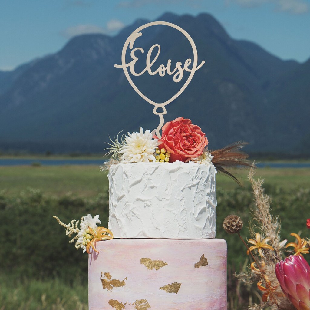 Balloon Cake Topper, Custom first birthday cake topper, 1st birthday cake topper, Name cake topper, 